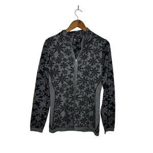 Neve Size L Maya Full Zip Snowflake Sweater in Gray